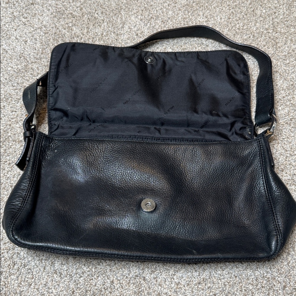 MILA PAOLI Classic Black Fine Leather Shoulder Bag Made In Italy - Picture 3 of 13